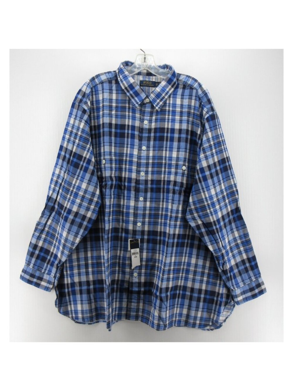 Polo Ralph Lauren Shirt 3XB Big Button Up Plaid Pockets Classic Woven